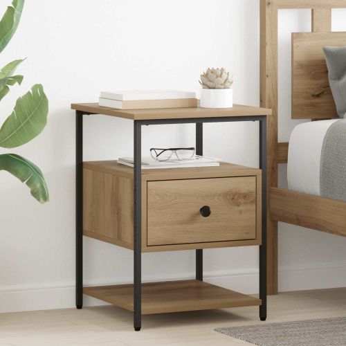 Нощен шкаф с чекмедже 2 pcs Дъб 40 x 42 x 56 см Инженерно дърво