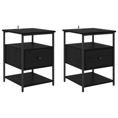 Нощен шкаф 2 pcs Черния дъб 40 x 42 x 56 см Инженерно дърво