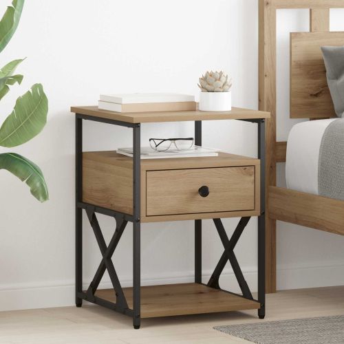 Нощен шкаф с чекмедже 2 pcs Дъб 40 x 42 x 55 см Инженерно дърво