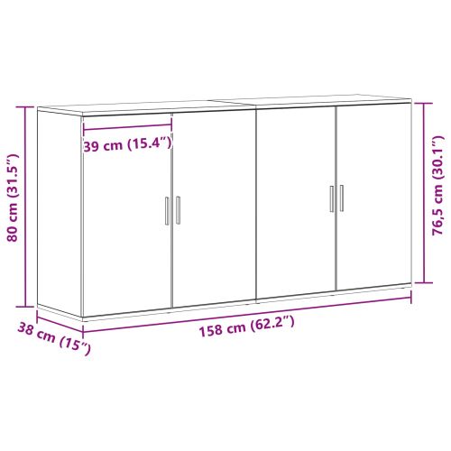 Служебен шкаф 2 pcs Дъб 79 x 38 x 80 см Инженерно дърво