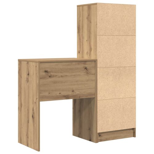 Бюро с чекмедже с рафт със съхранение 2 pcs Дъб