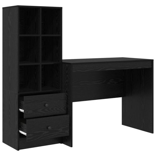 Бюро с чекмедже 2 pcs Черния дъб