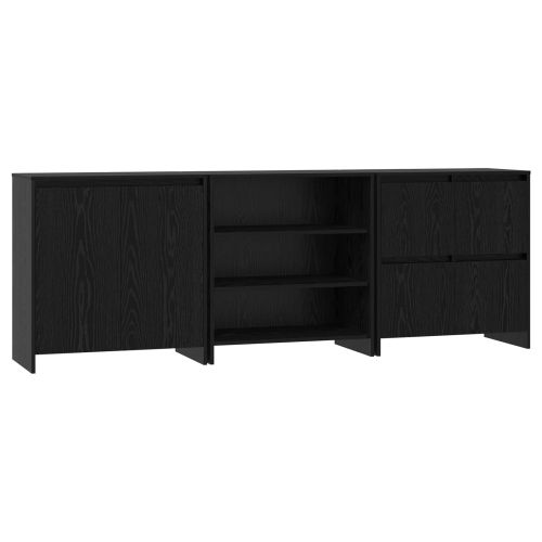 Служебен шкаф 3 pcs Черния дъб 70 x 41 x 75 см Инженерно дърво