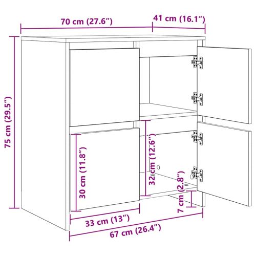 Скейдбордове 2 pcs дъб артизан 70 x 41 x 75 см Инженерно дърво