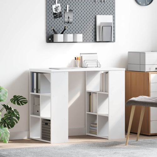 Бюро с рафт със съхранение Бяло 90 x 50 x 75 см Инженерно дърво
