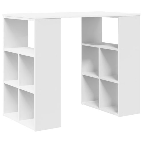 Бюро с рафт със съхранение Бяло 90 x 50 x 75 см Инженерно дърво