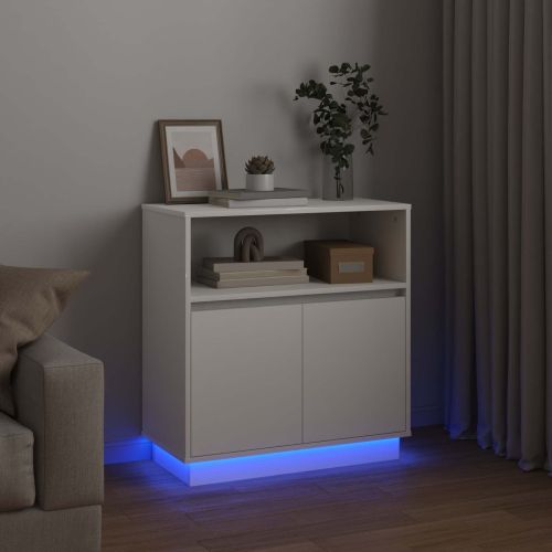 LED конзолна маса Бяло 71 x 34,5 x 75 см Инженерно дърво