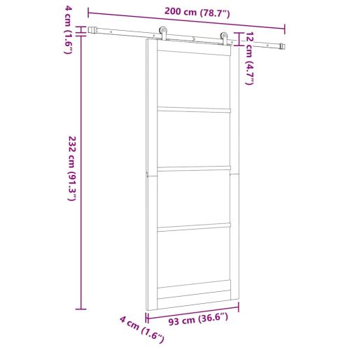Преплъзваща се врата ORKDAL 93 x 232 см Бяло