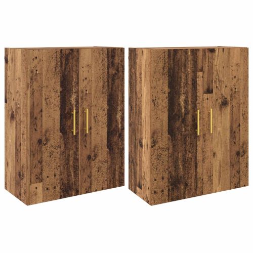 Стенно шкафче 2 pcs Старо дърво 69,5 x 34 x 90 см