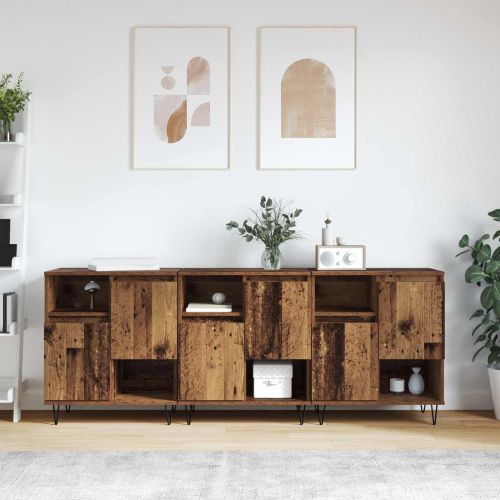 Служебен шкаф 3 pcs Старо дърво 60 x 35 x 70 cm