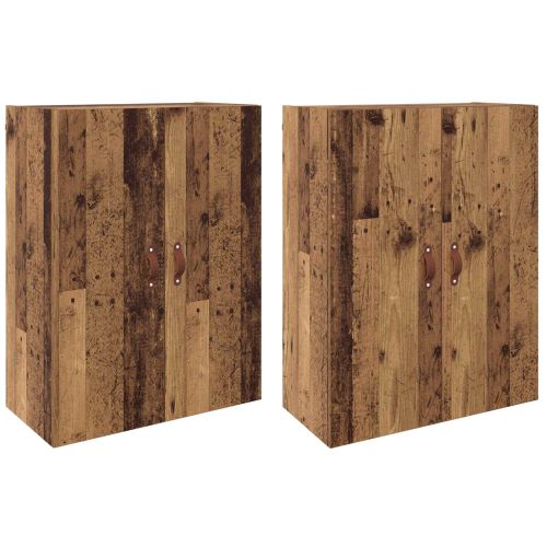 Стенно шкафче 2 pcs Старо дърво 69,5 x 34 x 90 см