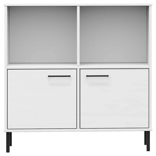 Библиотека с метални крака бяла 90x35x90,5 см дърво масив OSLO