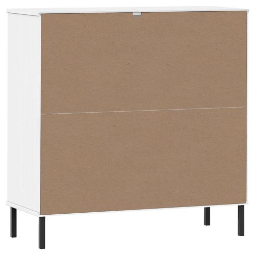 Библиотека с метални крака бяла 90x35x90,5 см дърво масив OSLO