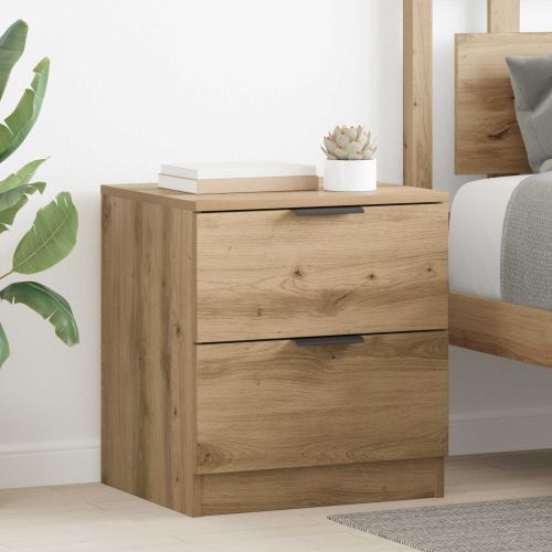 Нощен шкаф с чекмедже 2 pcs Дъб 45 x 39 x 50 см Инженерно дърво