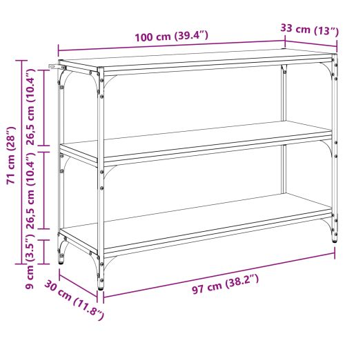 Шкаф за книги Черен дъб 100 x 33 x 70,5 см