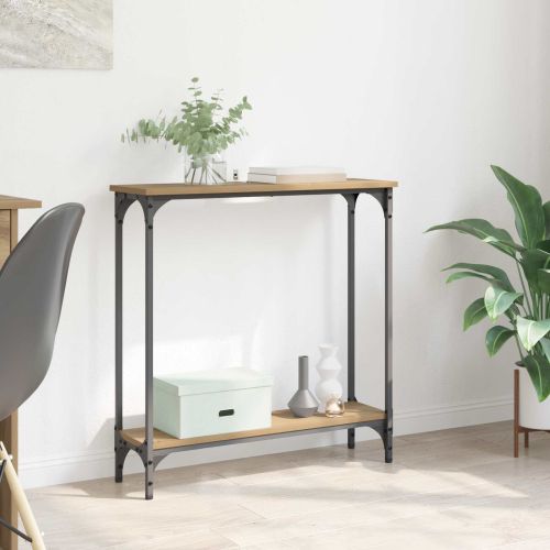 Конзолна маса с рафт Дъб 75 x 22,5 x 75 см Инженерно дърво