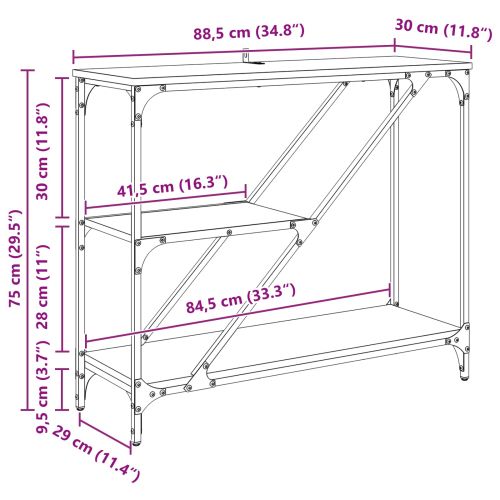 Конзолна маса Черния дъб 88,5 x 30 x 75 см Инженерно дърво