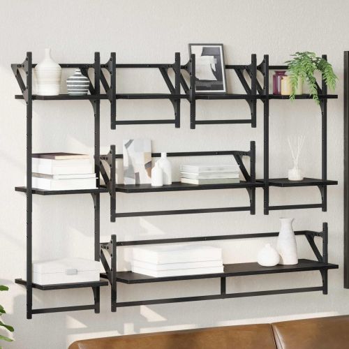 Комплект стенни рафтове 6 pcs Черния дъб 100 x 25 x 30 cm