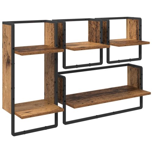 Комплект стенни рафтове 4 pcs Старо дърво 65 x 25 x 30 cm