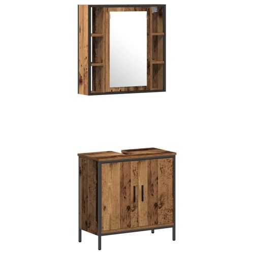 Комплект мебели за баня с рафт 4 pcs Кафяво 33 x 33 x 185.5 см