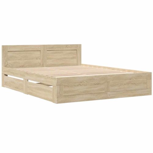 Рамка за легло 2 pcs Сонома 153 x 203 см Инженерно дърво