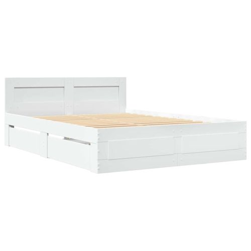 Рамка за легло с таблото 2 pcs Бял 137 x 188 см Инженерно дърво