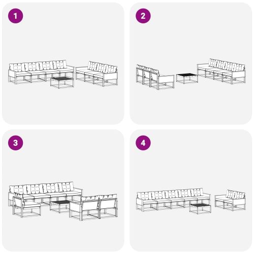 Комплект дивани за открито 8 pcs Естествено и черно
