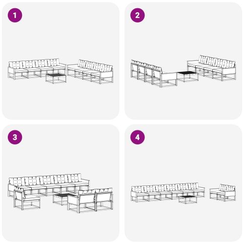 Комплект дивани за открито 9 pcs Натурално и светлосиво