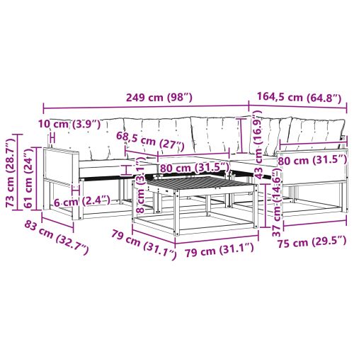 Комплект дивани за открито 5 pcs Естествено и черно