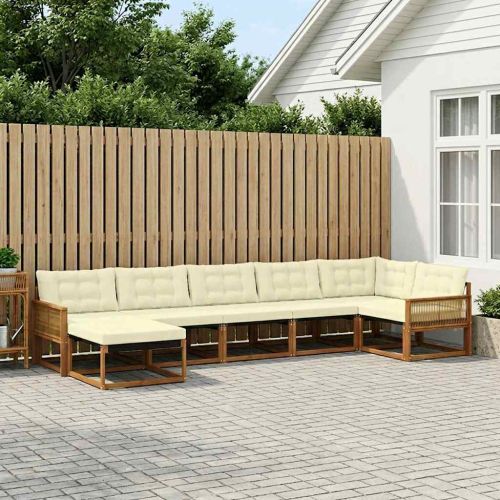 Комплект дивани за открито 7 pcs Натурален и Крема