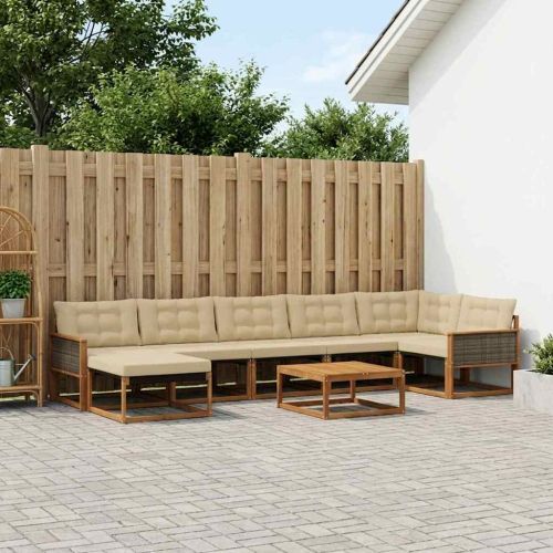 Комплект дивани за открито 8 pcs Натурален и Бежов