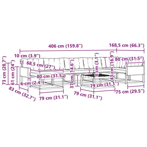 Комплект дивани за открито 8 pcs Натурален и Бежов
