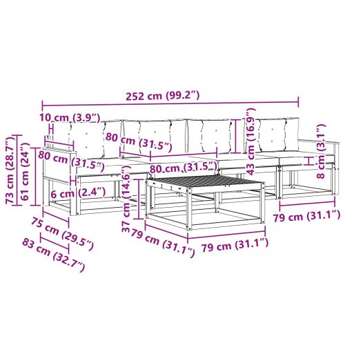 Комплект дивани за открито 5 pcs Естествено и светлосиво