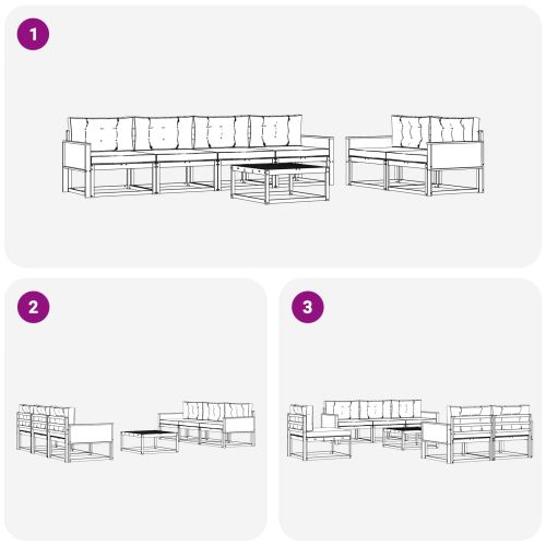 Комплект дивани за открито 7 pcs Натурален и Антрацит