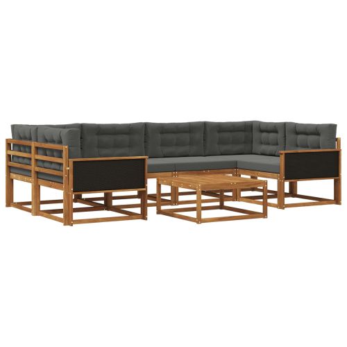 Комплект дивани за открито 7 pcs Натурален и Антрацит