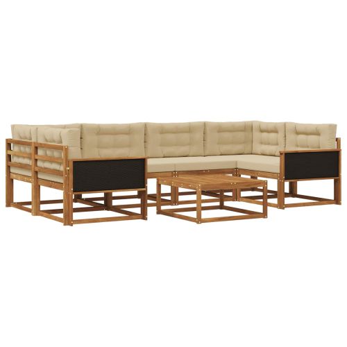 Комплект дивани за открито 7 pcs Натурален и Бежов