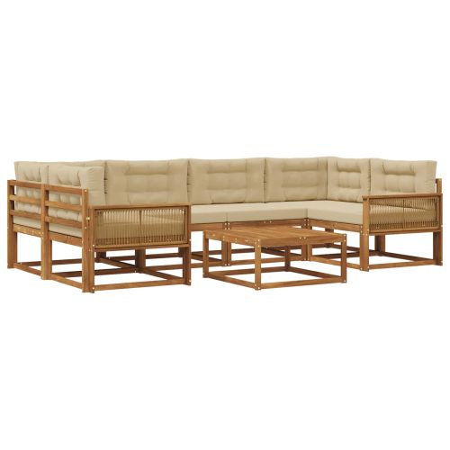 Комплект дивани за открито 7 pcs Натурален и Бежов