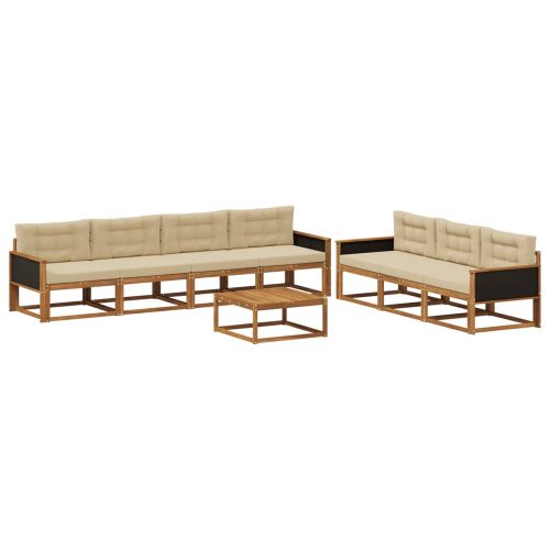 Комплект дивани за открито 8 pcs Натурален и Бежов