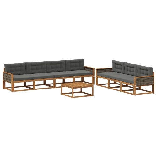 Комплект дивани за открито 8 pcs Натурален и Антрацит