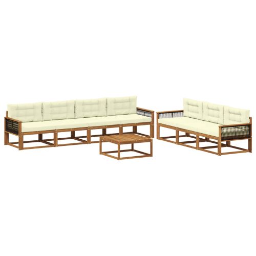 Комплект дивани за открито 8 pcs Натурален и Крема