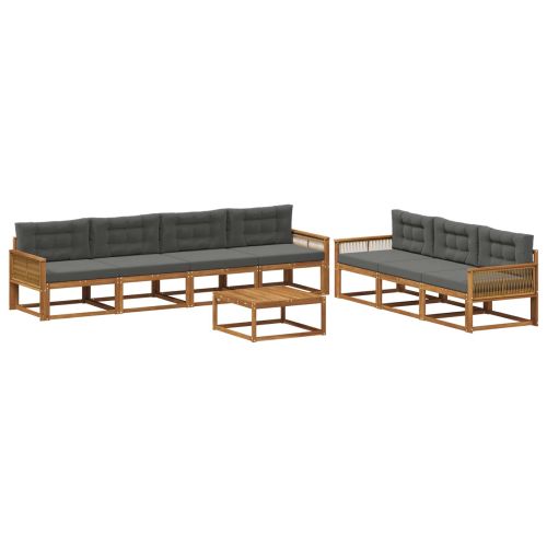 Комплект дивани за открито 8 pcs Натурален и Антрацит