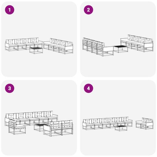 Комплект дивани за открито 9 pcs Натурален и Антрацит