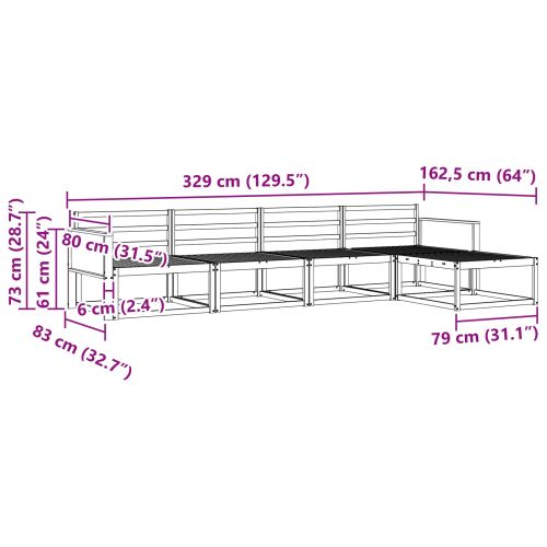 Комплект дивани за открито 5 pcs Натурално