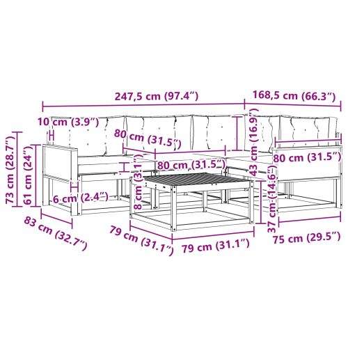 Комплект дивани за открито 5 pcs Натурален и Крема