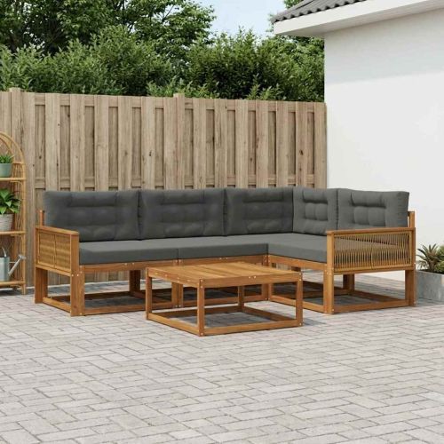 Комплект дивани за открито 5 pcs Натурален и Антрацит