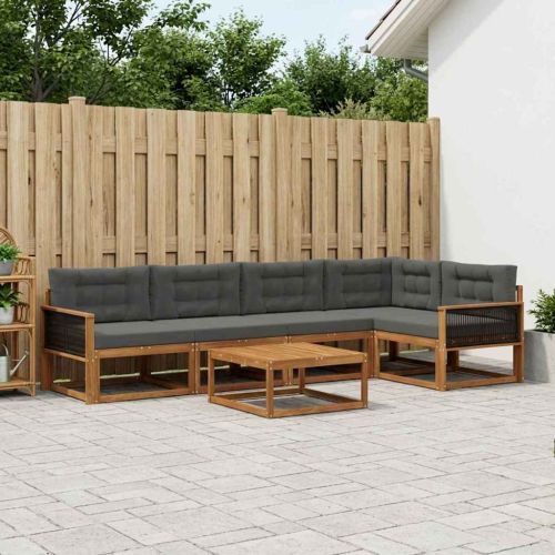 Комплект дивани за открито 6 pcs Натурален и Антрацит