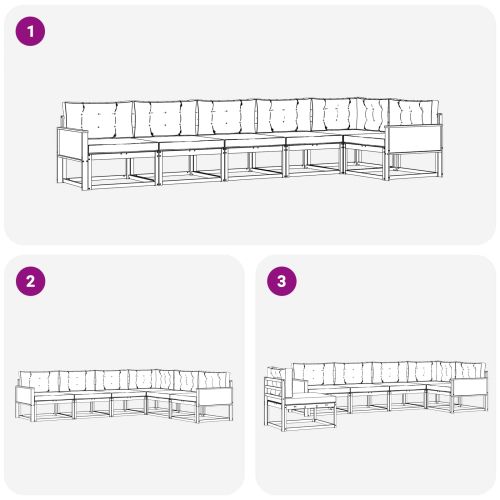 Комплект дивани за открито 6 pcs Естествено и светлосиво