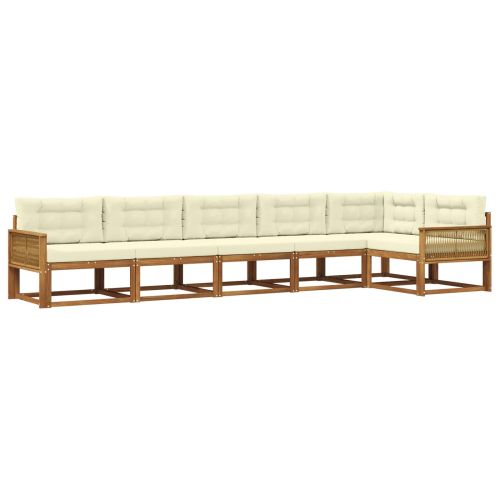Комплект дивани за открито 6 pcs Натурален и Крема