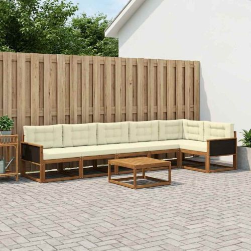 Комплект дивани за открито 7 pcs Натурален и Крема