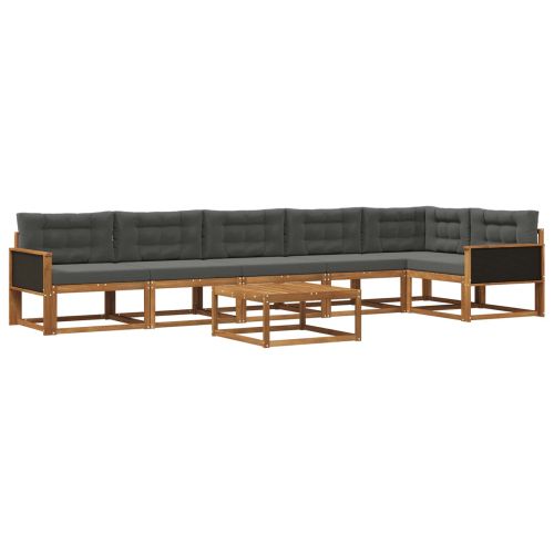 Комплект дивани за открито 7 pcs Натурален и Антрацит